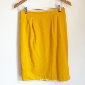 Vintage 1980s yellow high waist wool pencil skirt